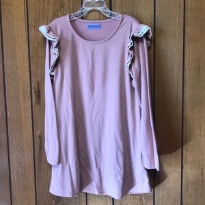Bou Jeloud mauve ruffled shoulder longsleeve blouse